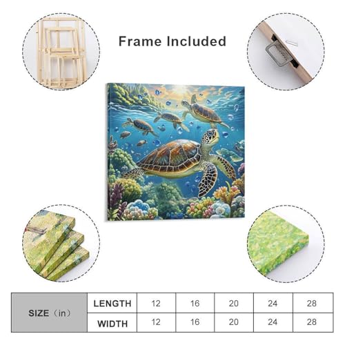 Grande toile murale de tortue pour une salle de bain zen
