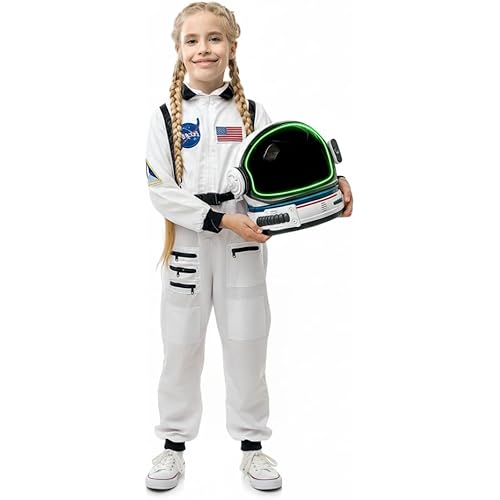 Astronaut Costume for Kids with Helmet, Halloween Costumes for kids Nasa Astronaut Helmet Suit with Movable Visor