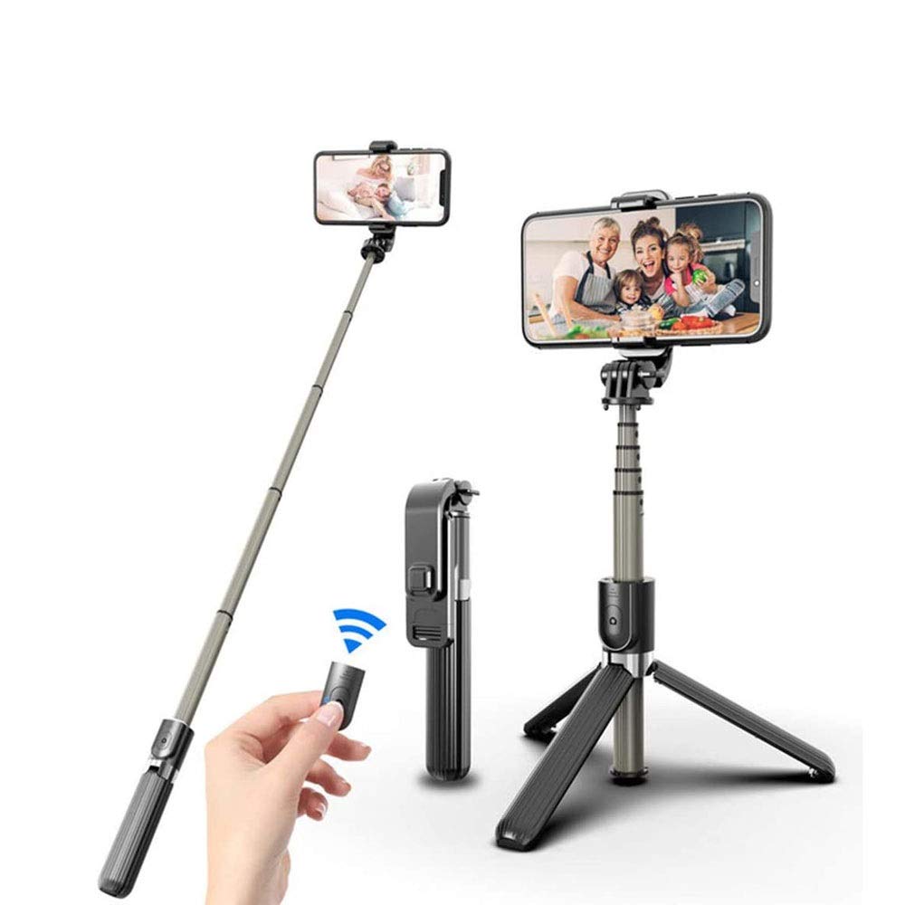 Stick Stick,Stick Selfie allungabile con Supporto Wireless remoto e treppiede,Portatile,Leggero