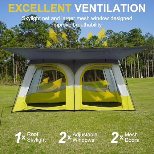 Image of Vidalido Tents,6-8 Person Camping Tent with Extended Vestibule,2 Room Weather Resistant Family Tents,Easy Install Waterproof Outdoor Tent for Backpacking and Camping Hiking
