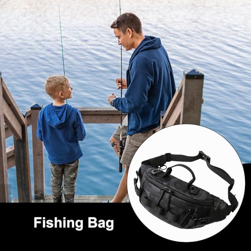 Riñonera de pesca con mosca impermeable y ajustable con almacenamiento táctico multifuncional 4