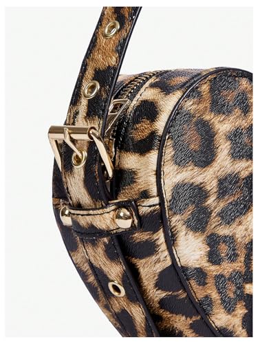 Image of QWINEE Women's Leopard Print Top Handle Y2K Heart Shape Tote Handbag Mini Clutch Purse