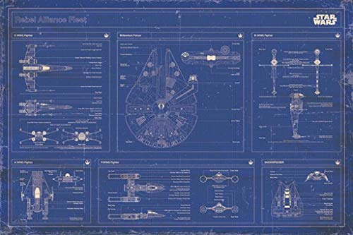 Pyramid International Star Wars Rebel Alliance Fleet Blueprint Ships Movie Cool Wall Decor Art Print Poster 36x24