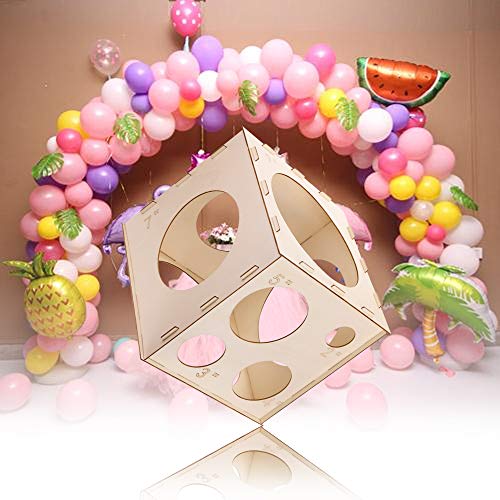 9 Holes Collapsible Wood Balloon Sizer Cube Box from 2" to 10",Balloon Measurement Tool for Birthday,Wedding,Party Decorations,Balloon Arches Columns (12" x 12" x 12") – Image 8