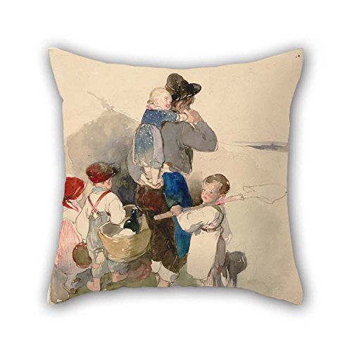Oil Painting Peter Fendi - Children On Their Way To Work In The Fields, 1840 Pillowcase 18 X 18 Inches / 45 By 45 Cm Gift Or Decor For Living Room Dining Room Coffee House Gf Bench - Twice Sides