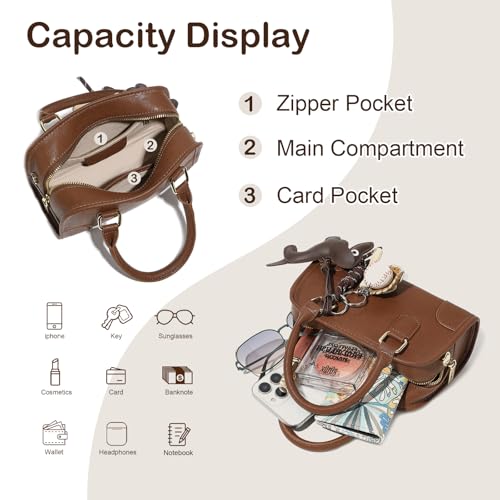 Mini Purses for Women, Leather Top Handle Crossbody Bags, Handbags Clutch with Cute Pendant and Adjustable Strap3