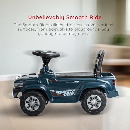 Image of Baybee Speedy Baby Ride on Car for Kids | Push Rideons Toys Car with Music & LED Light | Portable Ride on Jeep with Backrest & Storage Basket | Kids Car to Drive 1-3 Years Boys Girls (Navy Blue)