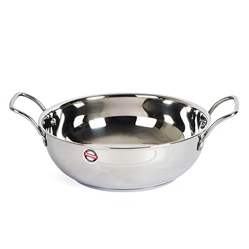 EMBASSY Stainless Steel Sandwich Bottom Kadhai (Size 11, 21 cms) - 1400 ml