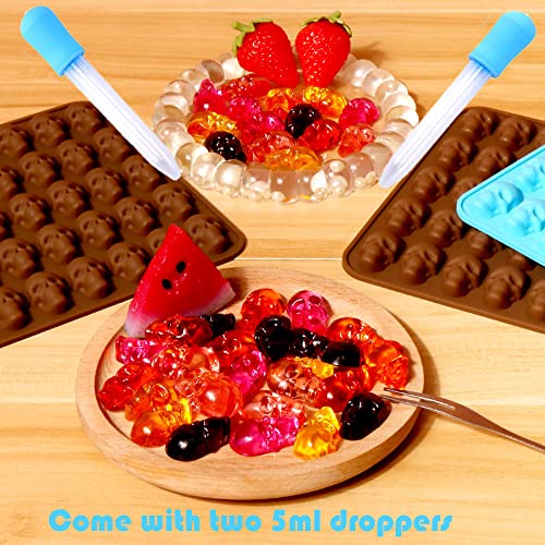 Gummy Skull Candy Molds,3-Pack 40 Cavity Silicone Skull Molds With 2 Droppers For Gummy,Candy,Jelly,Chocolate,Wax Melt,Dog Treats,Ice Cube #TOP4