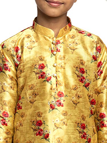 Image of KRAFT INDIA Boys Silk Print Kurta Churidar