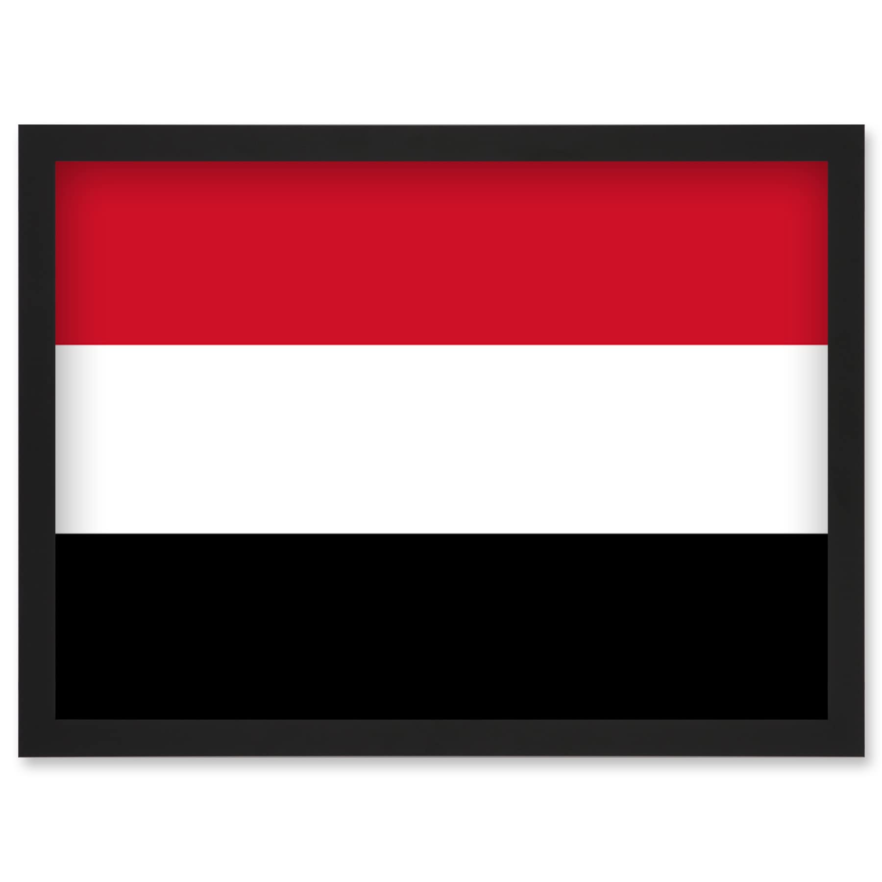 Artery8 Yemen National Flag Patriotic Vexillology World Flags Country Region Poster Artwork Framed Wall Art Print A4