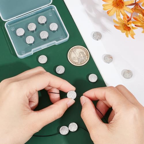 UNICRAFTALE 15pcs Stainless Steel Round Tree of Life Spacer Beads for Bracelet Necklace Jewelry Making, metal color - Image 4