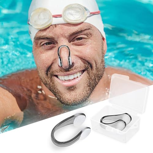 SHYSBV 6 Stück Nasenklammer Schwimmen, Anti-Rutsch Nasenklammer, mit 12 Ohrstöpseln, für Kinder/Erwachsene, Schwimmen Anfänger & Profis, Freitaucher, Unisex, Universel
