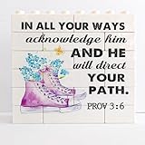 In All Your Ways Acknowledge Him And He Will Direct Your Path Building Brick Block,Christian Bible Verse Desk Decor Scripture Art Decor Bible Verse Sign Creative Gift