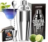 24oz Cocktail Shaker Set with Bar Accessories for the Home Bar Set - Martini Shaker, Jigger, Drink S