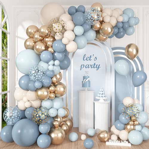Ouddy Life 136Pcs Dusty Baby Blue Balloons Arch Garland Kit Different Size