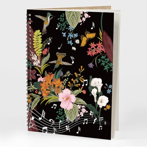 MAXCURY Blank Sheet Music Composition Manuscript Staff Paper Art Music Notebook Black 100 Pages 26x19cm (Flora) - Image 4