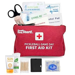 Mini First Aid Kit for Emergency Game Day Play 145 Pieces, Sport First Aid Safety Kit for Pickleball Games with Clip to Hang, Compact Small Emergency Kit for Pickleball Games (Red)