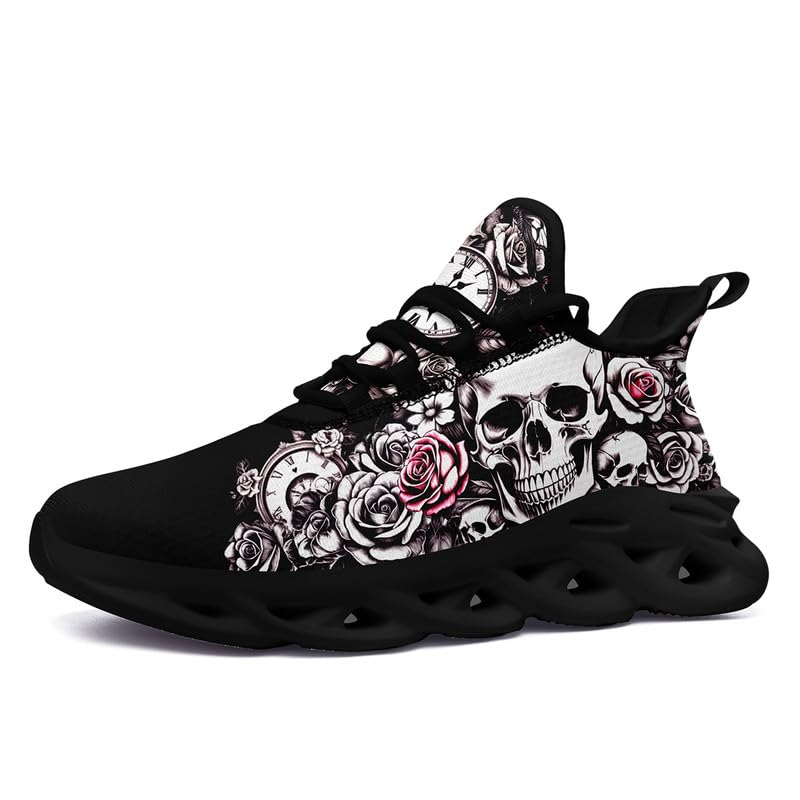 Fashion Skull Running Shoes for Men Women Edgy Elegance Sneakers Gothic Light Weight Mesh EVA Walking Tennis Sports Shoes