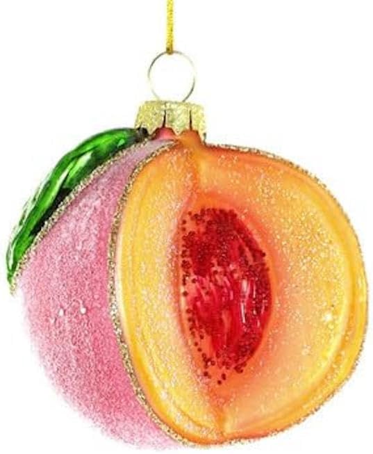 The Bridge Collection Glass Peach Slice Christmas Ornament - Realistic Fruit Ornament