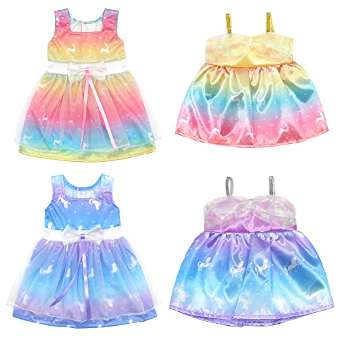 ZWOOS 4 Pack Baby Doll Clothes 14-17 Inch Unicorn Dress Compatible with Baby Born, Baby Annabell and More