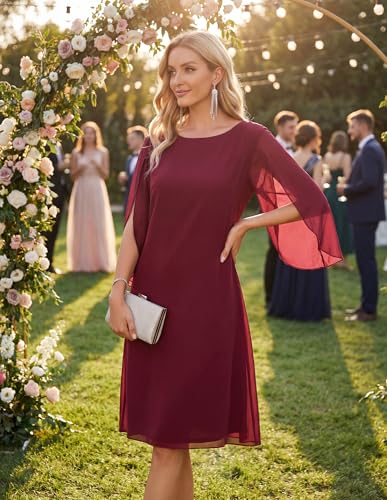 Image of GRACE KARIN Womens Formal Wedding Guest Dress 2026 Chiffon Cocktail Dress Mother of the Bride Dresses Midi Fashion Clothing