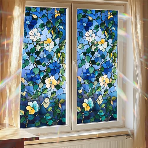 Vinilo decorativo 3D flores azul 39.3 x 17.7 in miniatura 7