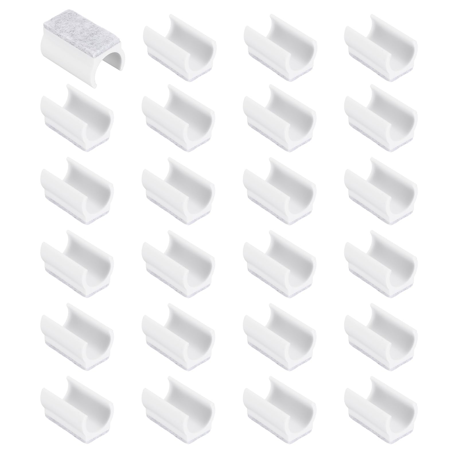 sourcing map 24 Pcs Rectangle U Shaped Chair Leg Caps with Felt Pads, Fit 22mm Dia Tubular Legs, Slide Smoothly Furniture Feet Protectors No Scratches No Noise for Hardwood Floors, White