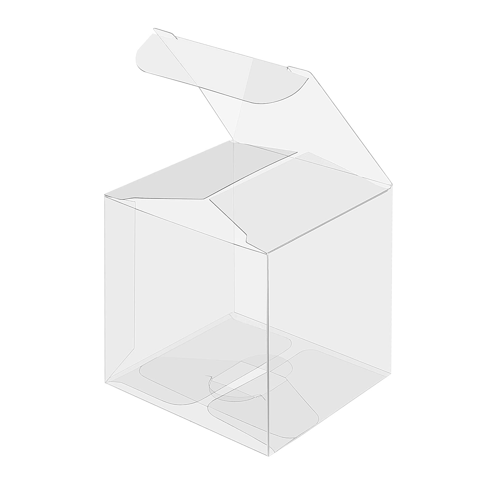 Shoze 200Pcs Clear Favour Boxes 5x5x5cm Cube Wedding Favour Boxes PVC Plastic Christmas Decorations Gift Packaging Box Sweet Film Covered Transparent for Candy Chocolate Valentine