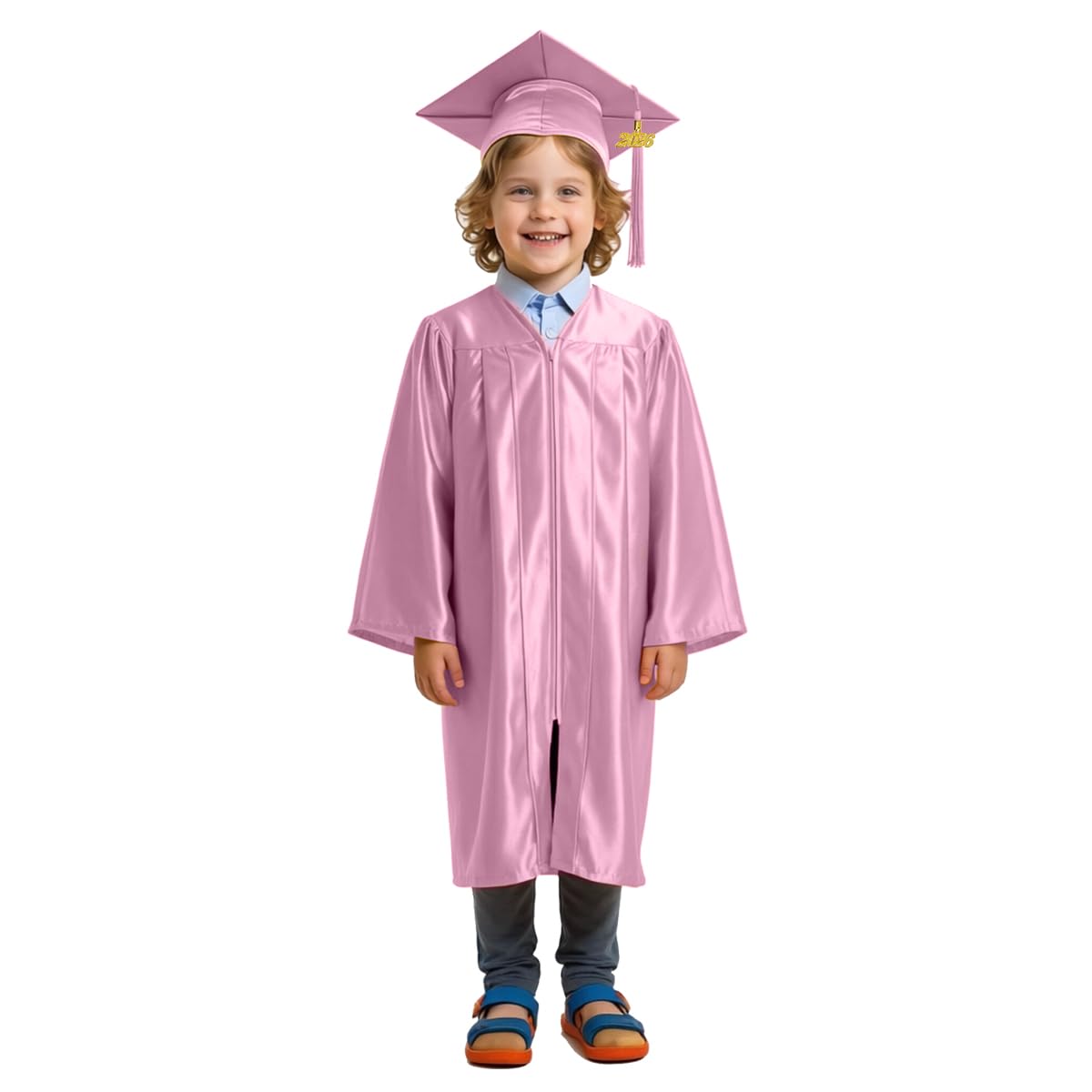 Shiny Preschool Kindergarten Graduation Cap Gown Set for Kids With 2026 2025 Tassel Charm