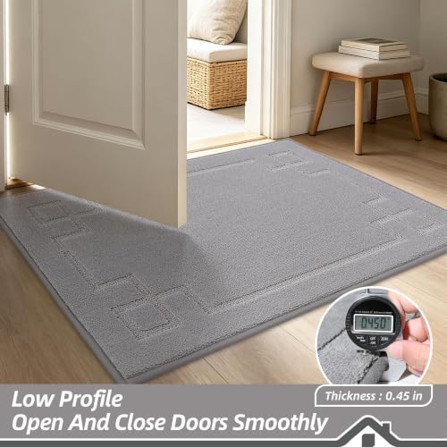 Image of BEQHAUSE Door Mat 24 inch x 36 inch, Non-Slip Door Mats Indoor Washable, Light Grey