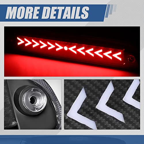Image of Auto Dynasty LED Third Brake Light for 93-16 Ford Ranger F-250 Super Duty | 3rd Brake Light for 93-16 F-250 F-350 F-450 F-550 Ranger Sport Trac B-Series, Carbon Fiber Pattern Arrow Style Sequential