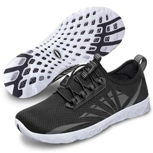 ATHMILE Water Shoes Men Quick-Dry Mesh Uppers Ultralight for Beach Pool Aqua Lake River Swimming Surfing Hiking Kayaking with Drainage Holes & Adjustable Buckle Cruise Essentials 2026 Black