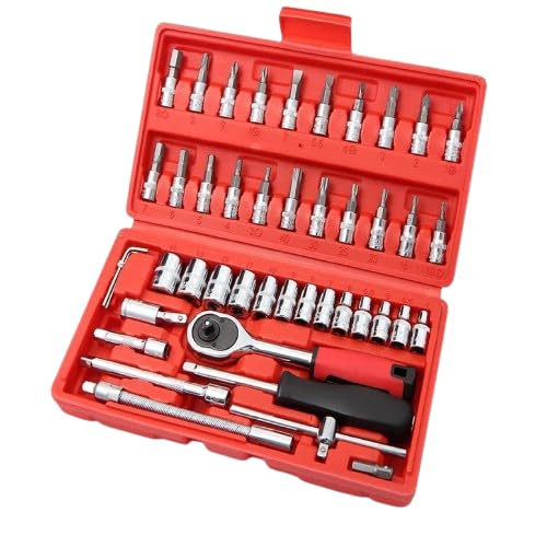 46 in 1 professional socket wrench set with ratchet handle