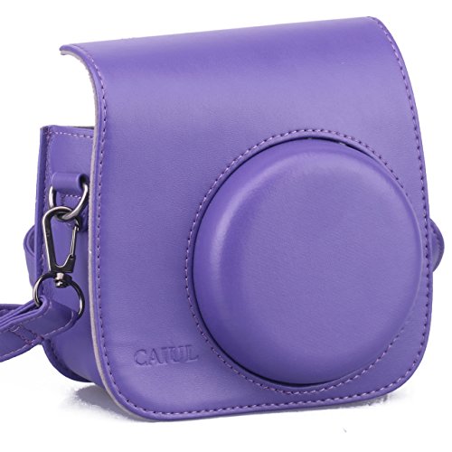 CAIUL Compatible Mini 8 Camera Case Bag with Soft PU Leather Material for Fujifilm Instax Mini 8 8+ 9 Film Camera (Purple)