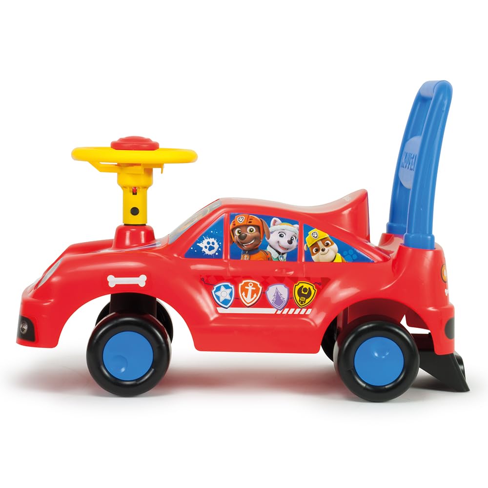Correpasillos Bebé Patrulla Canina Chase y Marshall +12 Meses con Volante y Claxon – Andador Infantil para Empujar y Montar – Juguete Motricidad Estable, Ergonómico y Ligero – Rojo | INJUSA
