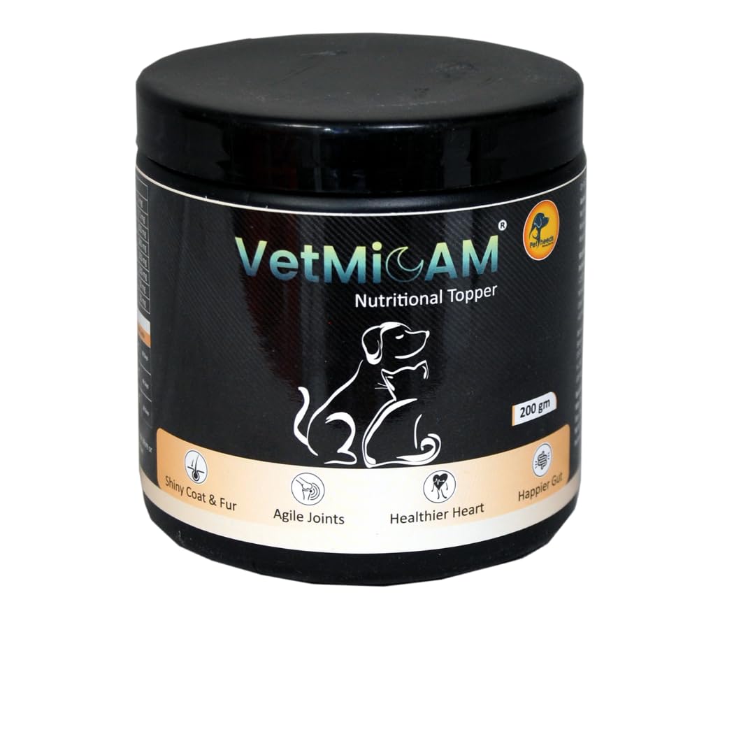 VETMICAM Nutritional Topper for Dogs | Bone & Joint Support Supplement with Zinc Biotin Chondroitin Glucosamine | Multivitamin for All Life Stages | 200gm | Dog Joint Supplement Focus