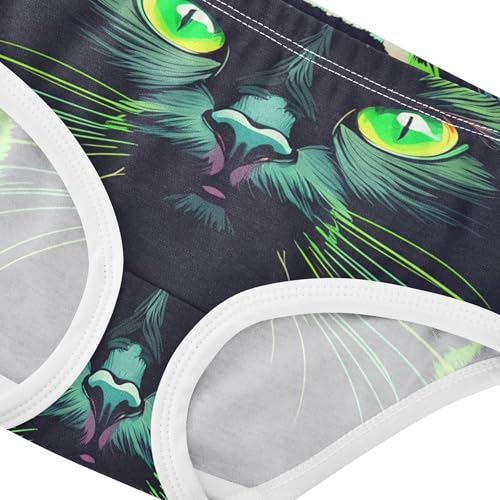 Black Cat Bright Green Eyes Panties Little Girl Girls Underwear Toddler Cotton Fun Print Briefs Girls Undies 2t4