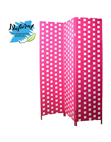 Biombo Separador de ambientes,Banco y Fucsia, montado sobre Bastidor Madera, para decoración 180 x 135 cm - Hogar y más