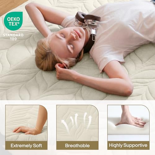 Image of ZonLi Japanese Floor Mattress Futon Mattress Queen Size, Thicken Roll Up Tatami Mat 100% Cotton Washable Cover, Portable & Foldable Floor Bed Mattress for Sleeping, Dormitory, Adult, Khaki
