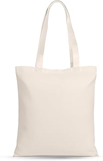 MOLOVA 1-25 Pack Available Premium Canvas Reusable Tote Bags,Made of Nat...