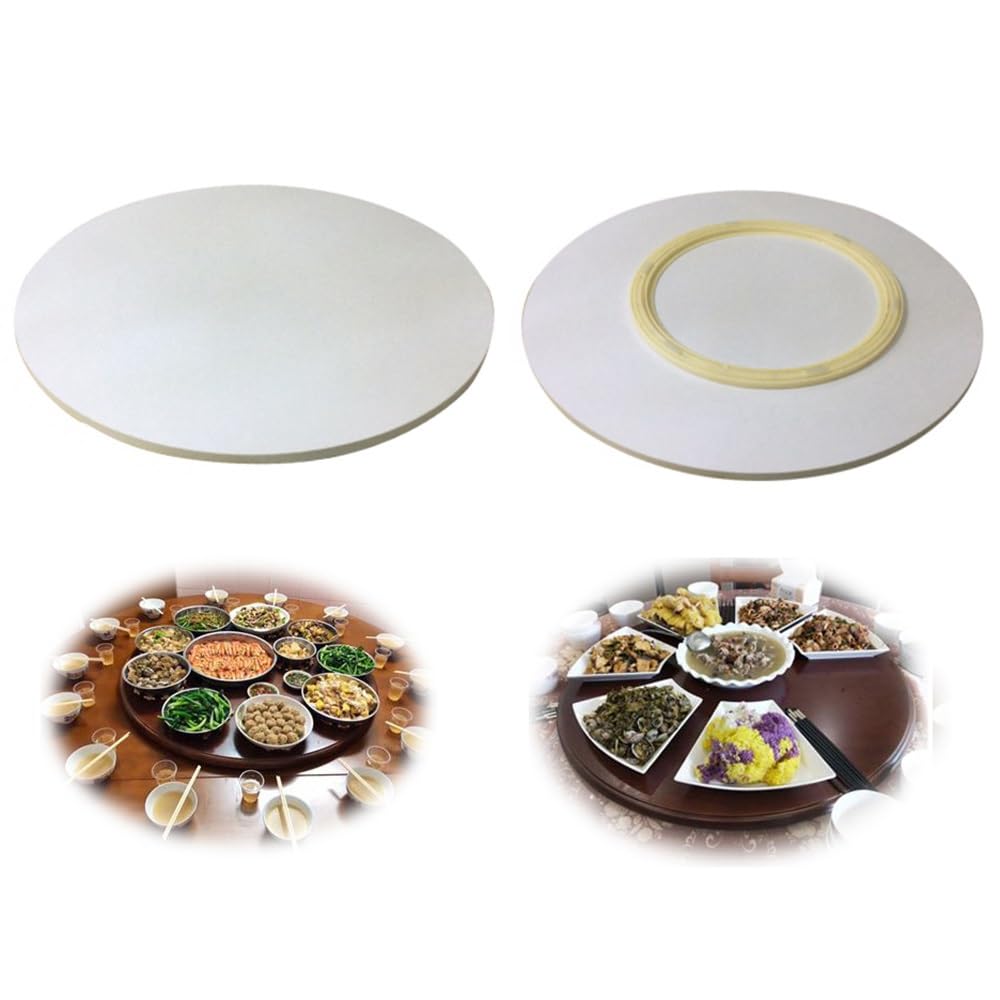 VERDDE 30in 40in 50in Lazy Susan Turntable Wood Dining Table Serving Tray For Kitchen Eazy To Share Food, 360° Swivel, Easy To Clean?Oversized Tabletop Swivel Plate (Color : White, Size : 80 cm (30