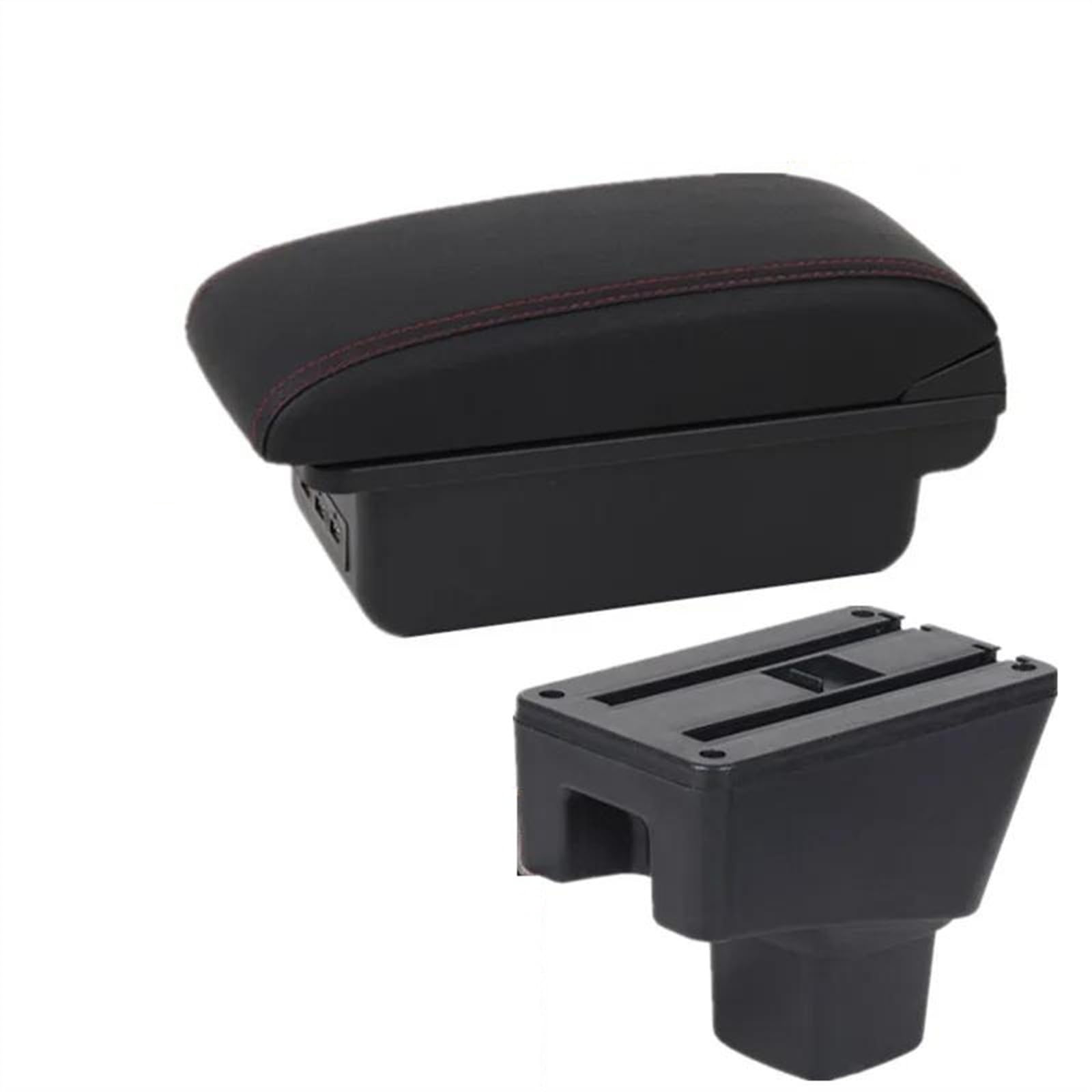 NOHEEU Car Armrest Box Storage Dedicated Retrofit Parts Interior Accessories For SUZUKI SX4(B2 Black red 3USB)