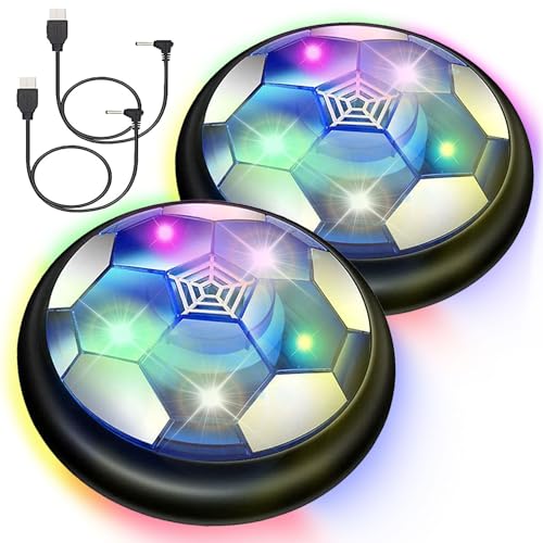 VNVDFLM Hover Soccer Ball Toys for Boys Girls,Rechargeable Floating Soccer Ball with Led Lights and Foam Cushion,Indoor Air Football Game Perfect Birthday for Kids Age 3-9 (Black 2)