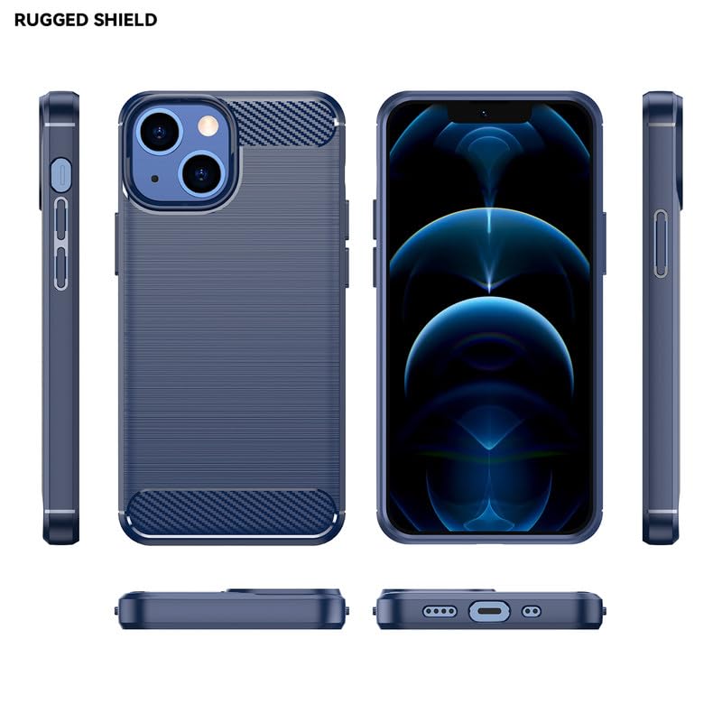 Image of Hybrid Carbon Fiber Back Case for iPhone 13 Mini (Blue)