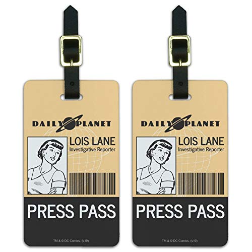Superman Lois Lane Press Pass Luggage ID Tags Suitcase Carry-On Cards - Set of 2