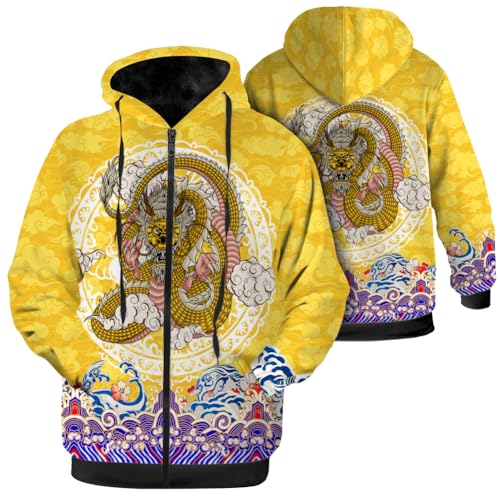 Dragon Jacket for Men Women Winter Coat Sweatshirts Zip Up Hoodies Gifts for Women Men