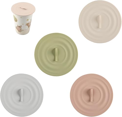 Tapas de silicona para tazas de 3.9 in (4 pulgadas), reutilizables, a prueba de fugas, tapas flexibles aptas para lavavajillas para bebidas frías