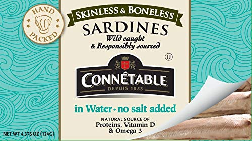 Miniatura 2 de Sardinas  Connetable  Sardinas en agua  Sin hueso  Sin sal agregada  4.375 oz  Pack de 12