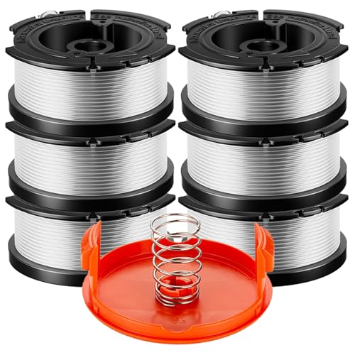 Image of AF-100 AF100 Weed Eater Spool Compatible with Black and Decker BESTA510 LST522 LSTE525 LST300,for AFS Automatic Feed Spool 30ft 0.065 inch 8Pack(6 Spools, 1Cap, 1Spring)